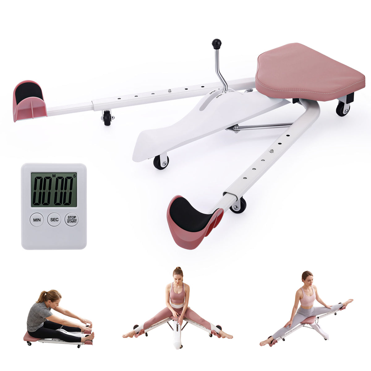 Split Machine, 330 LBS Weight Capacity Leg Stretch Machine for Flexibility Training and Stretching Workouts w/Electronic Timer