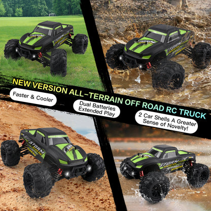 RC Cars 1: 16 Scale All Terrain 4x4 Remote Control Car for Adults & Kids, 60+ KM/H Waterproof Off-Road RC Trucks, 2.4Ghz Radio Controller, 2 Batteries, 2 Car Bodies