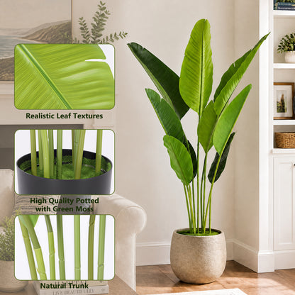 4ft Artificial Bird Of Paradise Plants with 9 Stems, Tall Faux Paradise Tree, Artificial Plants for Home Office Decor