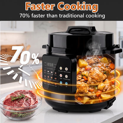 6.5 Quart Electric Pressure Cooker, 16-in-1 Multi Cooker Rice Cooker Slow Cooker Sauté Steamer, Non-Stick Pot, Black