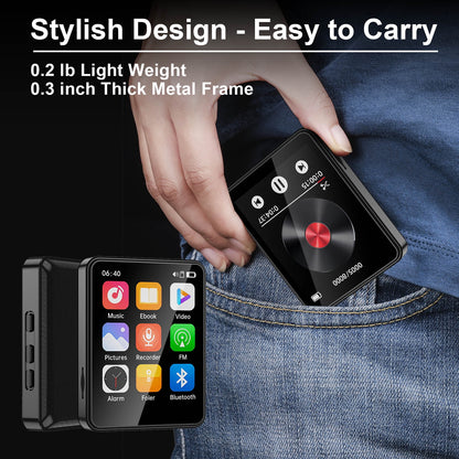64GB MP3 Player with Bluetooth 5.2, Full TouchScreen 2.4" Portable MP3 Player with HD Speaker, FM Radio, HiFi Sound Digital Music Player with Voice Recorder & Expandable SD Card Slot, E-Book