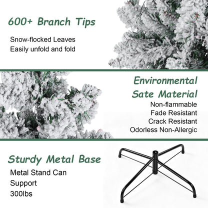 7ft Pencil Christmas Tree, Artificial Slim White Christmas Tree with 436 PVC Needles & Folding Metal Stand, Unlit Xmas Tree for Home Office Shops Hotels Decoration