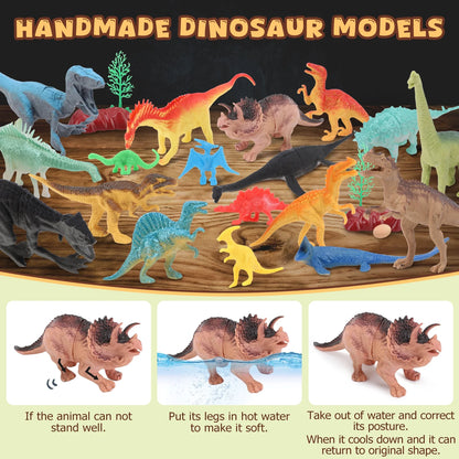 Jurassic Dinosaur Toys for Kids 3-7, 55 PCS Realistic Plastic Dinosaur Figure Toy Set with Jumbo Play Mat/Storage Box & 36 Dinos, Educational Dinos Figure Playset Ideal Gift for Toddlers Boys Girls