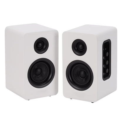 3" Active Bluetooth 5.0 Bookshelf Speakers, 80W Carbon Fiber Speaker Unit - Built-in 24bit DAC Dynamic 3D Surround Sound 2.0 Computer PC Monitor Gaming (Pair, White)