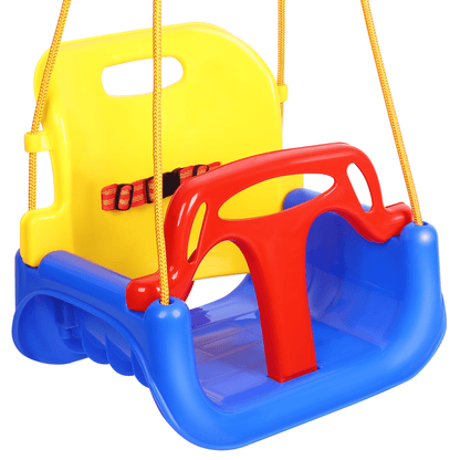 3-in-1 Baby Swing Seat with Hanging Strap for Kids,High Back Toddler Swing Set Anti-Flip Snug & Secure Detachable to Infants Babies for Indoor/Outdoor Playset