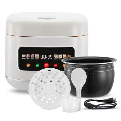 Digital Rice Cooker, 8-Cup 5.5QT Rice Maker, 8-in-1 Smart Multi-Cooker, 24-Hour Timer & Keep Warm, Non-Stick Inner Pot, White