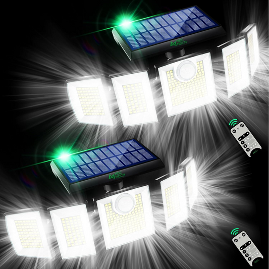 Solar Lights Outdoor, 300 LED IP65 Waterproof Motion Sensor Security Lights with Remote Control, 2835LM 360 Degree Rotable Solar Flood Lights for Patio Garage Yard Entryways Outdoor Lighting, 2Pack