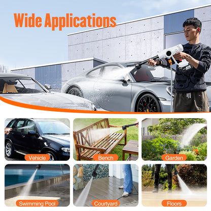 950PSI Cordless Pressure Washer, 1.5 GPM Portable Power Washer with 6-in-1 Adjustable Nozzle, 2 Battery, Power Cleaner with 32.8ft Hose for Cars, Patios, Driveways