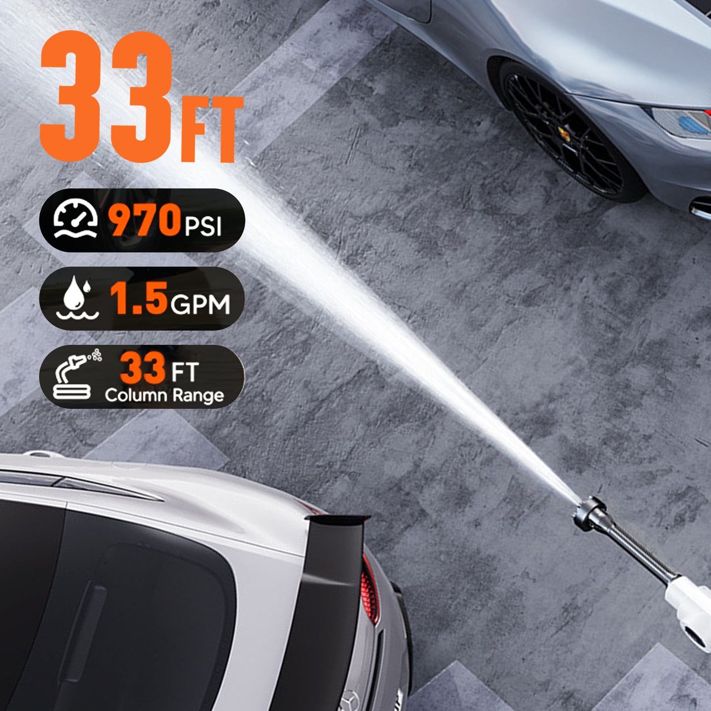 950PSI Cordless Pressure Washer, 1.5 GPM Portable Power Washer with 6-in-1 Adjustable Nozzle, 2 Battery, Power Cleaner with 32.8ft Hose for Cars, Patios, Driveways