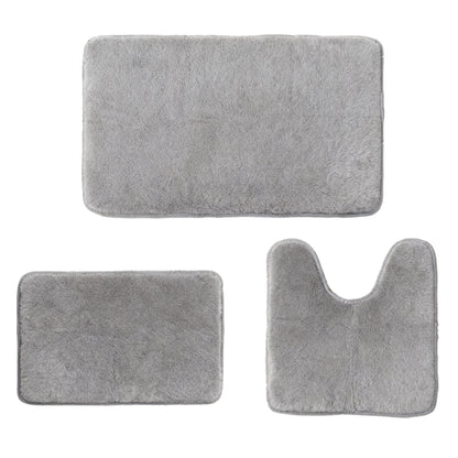 3 Pcs Bathroom Mat Set Bath Rug Set Non Slip Absorbent Toilet Mat Set Comfortable Soft Machine Wash,Deep Gray