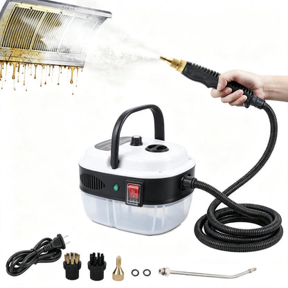 Steam Cleaner, Portable 2500W Steamer for Cleaning with 3pcs Brush Accessories, 6-Level Adjustable and 10s Heat-Up, Handheld Steam Cleaner for Home, Tile, Dirt, Grout, Grease, Car Detailing,White