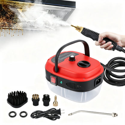 Steam Cleaner, Portable 2500W Steamer for Cleaning with 3pcs Brush Accessories, 6-Level Adjustable and 10s Heat-Up, Handheld Steam Cleaner for Home, Tile, Dirt, Grout, Grease, Car Detailing,Red
