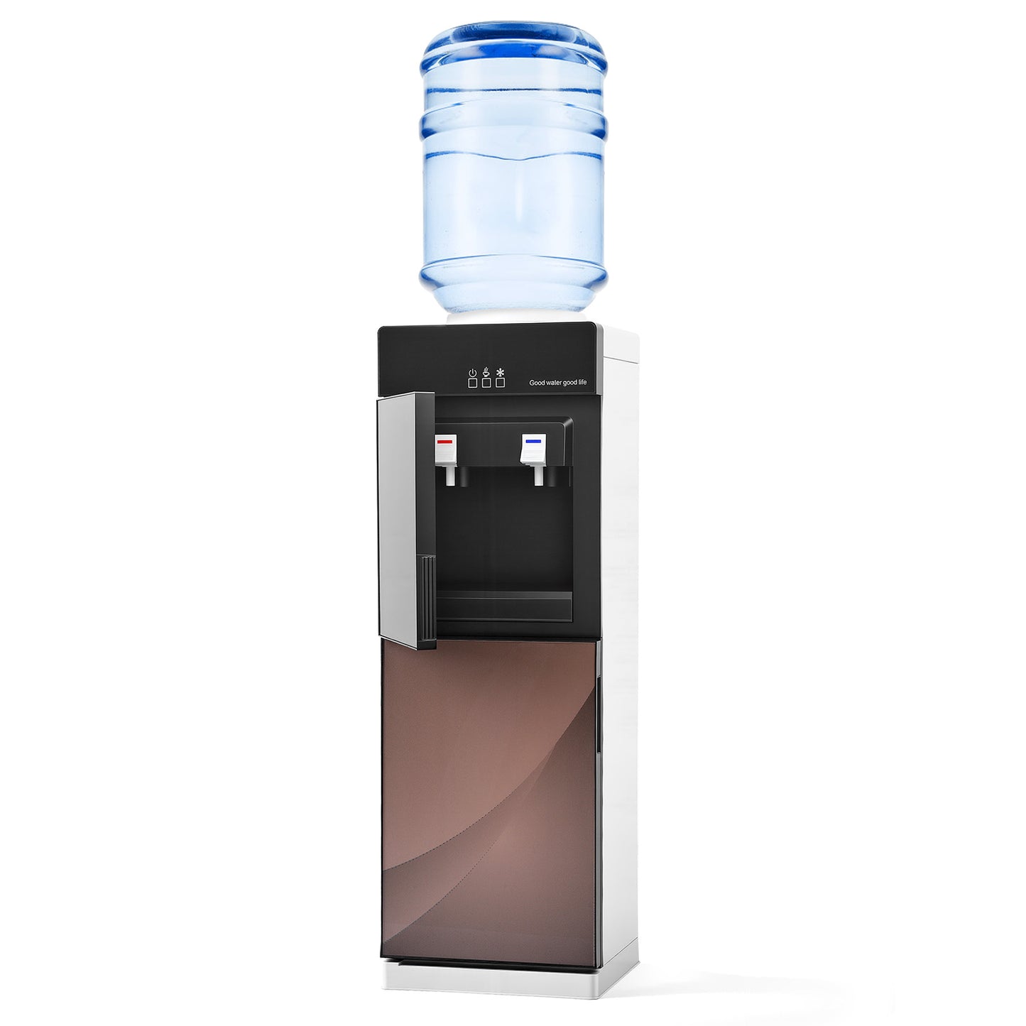 Hot & Cold Water Dispenser, Top Loading Water Dispenser for 3 or 5 Gallon Bottles for Office, Home,Gold + Black