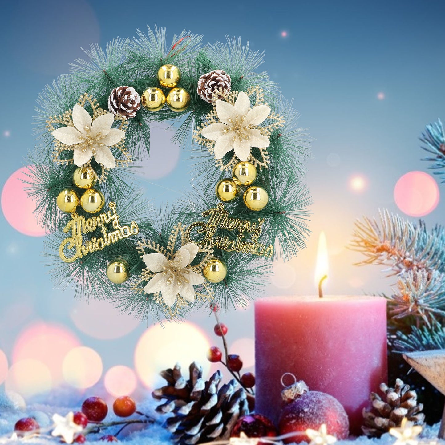 Christmas Garland Hanging Simulation Wreath for Living Room Bedroom