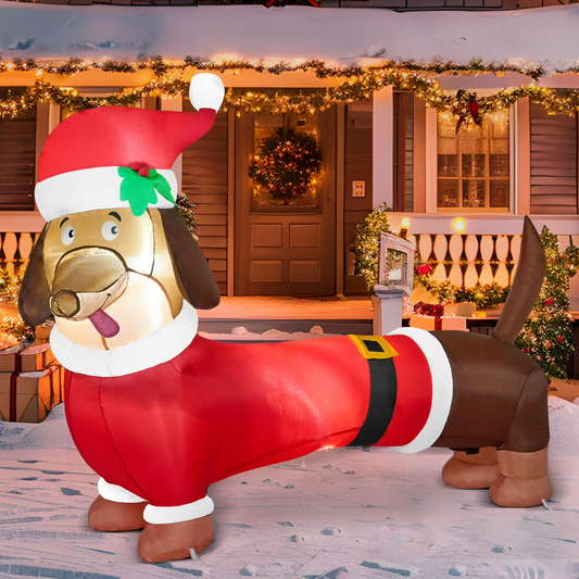 5FT Christmas Inflatables Dachshund Dog, Blow Up Yard Decoration Clearance with LED Lights Built-in for Holiday/Party/Yard/Garden Decoration