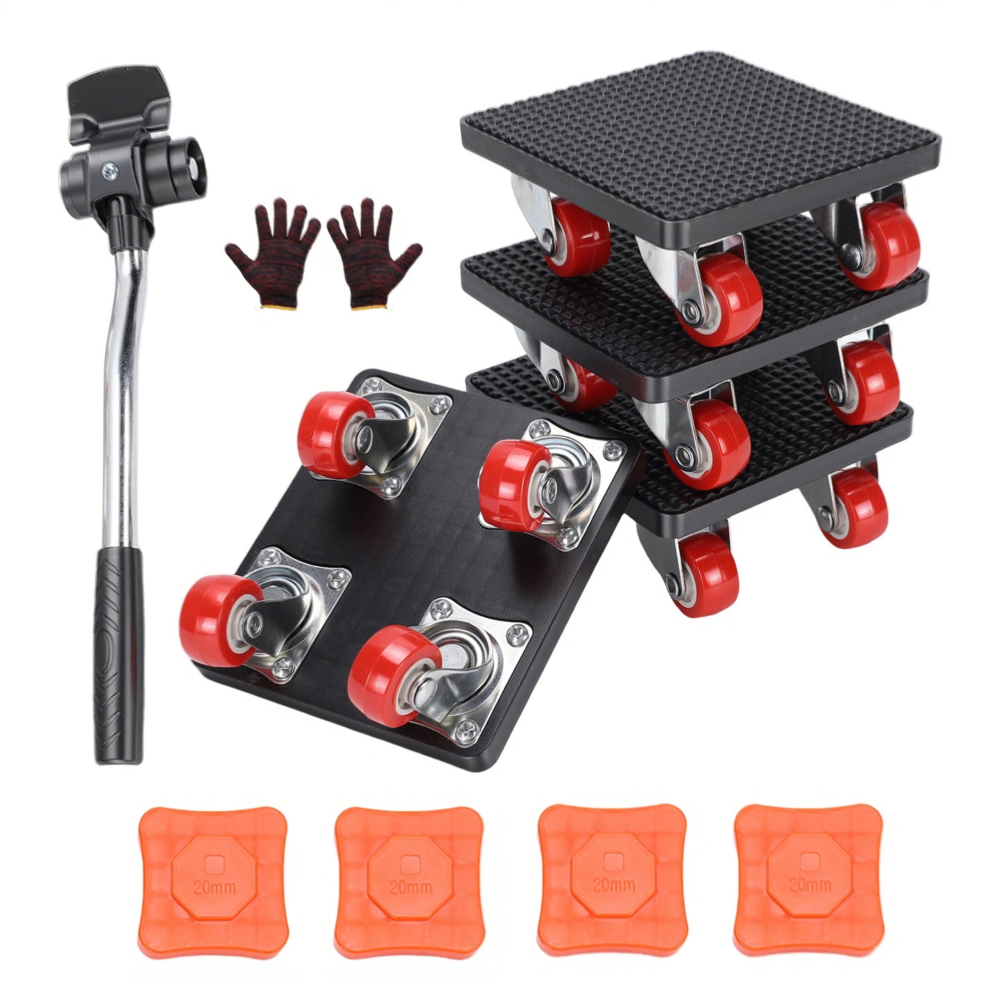 Furniture Lifter,Furniture Movers with 4 Wheels,Carbon Steel Panel Heavy Duty Dolly,360° Rotatable Rubber Universal Wheels,Maximum Load 1100LBS (Black, 4.2x3.9 in)