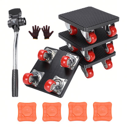 Furniture Lifter,Furniture Movers with 4 Wheels,Carbon Steel Panel Heavy Duty Dolly,360° Rotatable Rubber Universal Wheels,Maximum Load 1100LBS (Black, 4.2x3.9 in)
