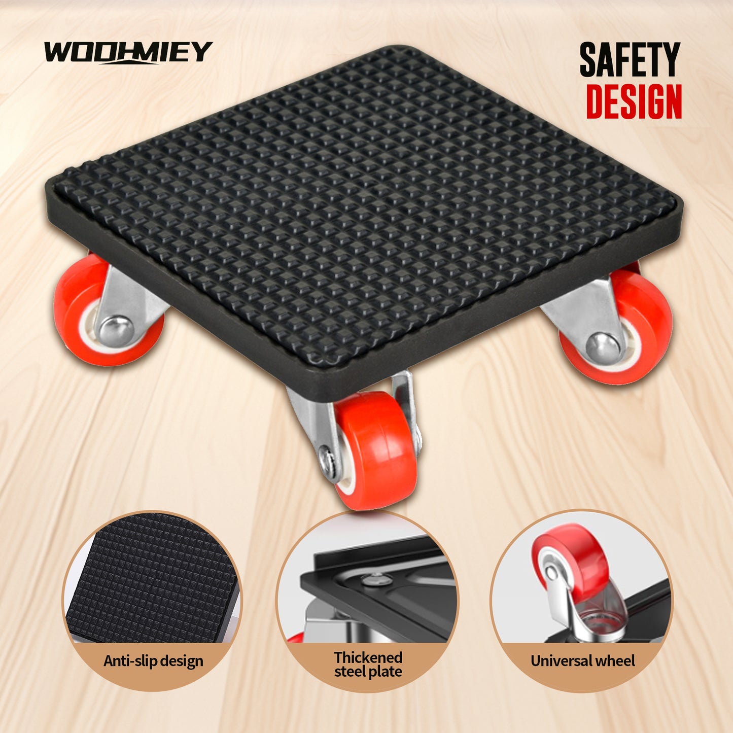 Furniture Lifter,Furniture Movers with 4 Wheels,Carbon Steel Panel Heavy Duty Dolly,360° Rotatable Rubber Universal Wheels,Maximum Load 1100LBS (Black, 4.2x3.9 in)