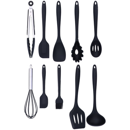 10-Piece Silicone Cooking Utensils Set - 446F Heat Silicone Kitchen Utensil Set For Cooking,Kitchenware Non Stick Spatula Spoon Eggbeater Brush Cookware