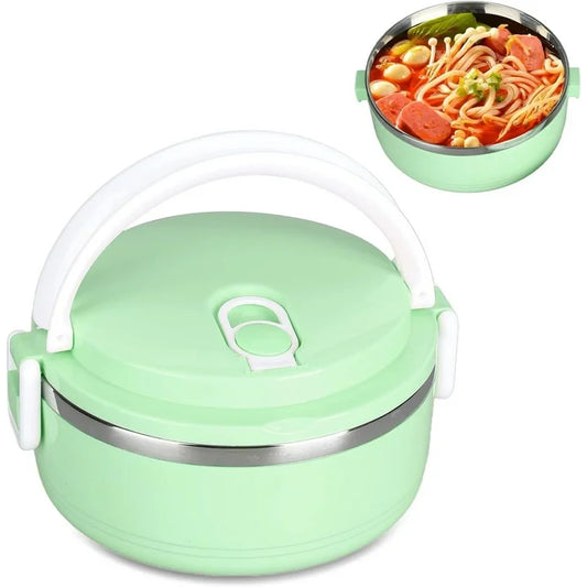 Thermal Lunch Box Stackable Hot Food Insulated Box 304 Stainless Steel Round Lunchbox Sealed Food Containers,Stackable Thermal Lunch Box,Thermal Lunchbox