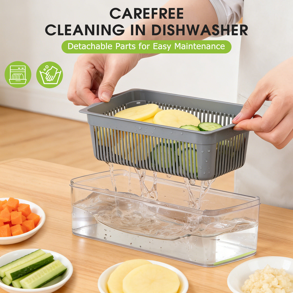 Vegetable Chopper, 26-in-1 Multifunctional Food Chopper, Kitchen Vegetable Dicer Cutter,Veggie Chopper With 10 Blades,Carrot Chopper With Container,Green