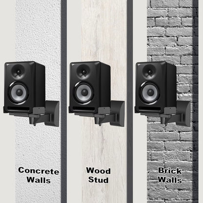 Speaker Wall Mounts, Dual Side Clamping Bookshelf Mounting Bracket, Speaker Mounts for Surround Sound, Universal Bookshelf Speaker Mount for Living Room/Home Theater, Hold up to 55 lbs, 1 Pair, Black