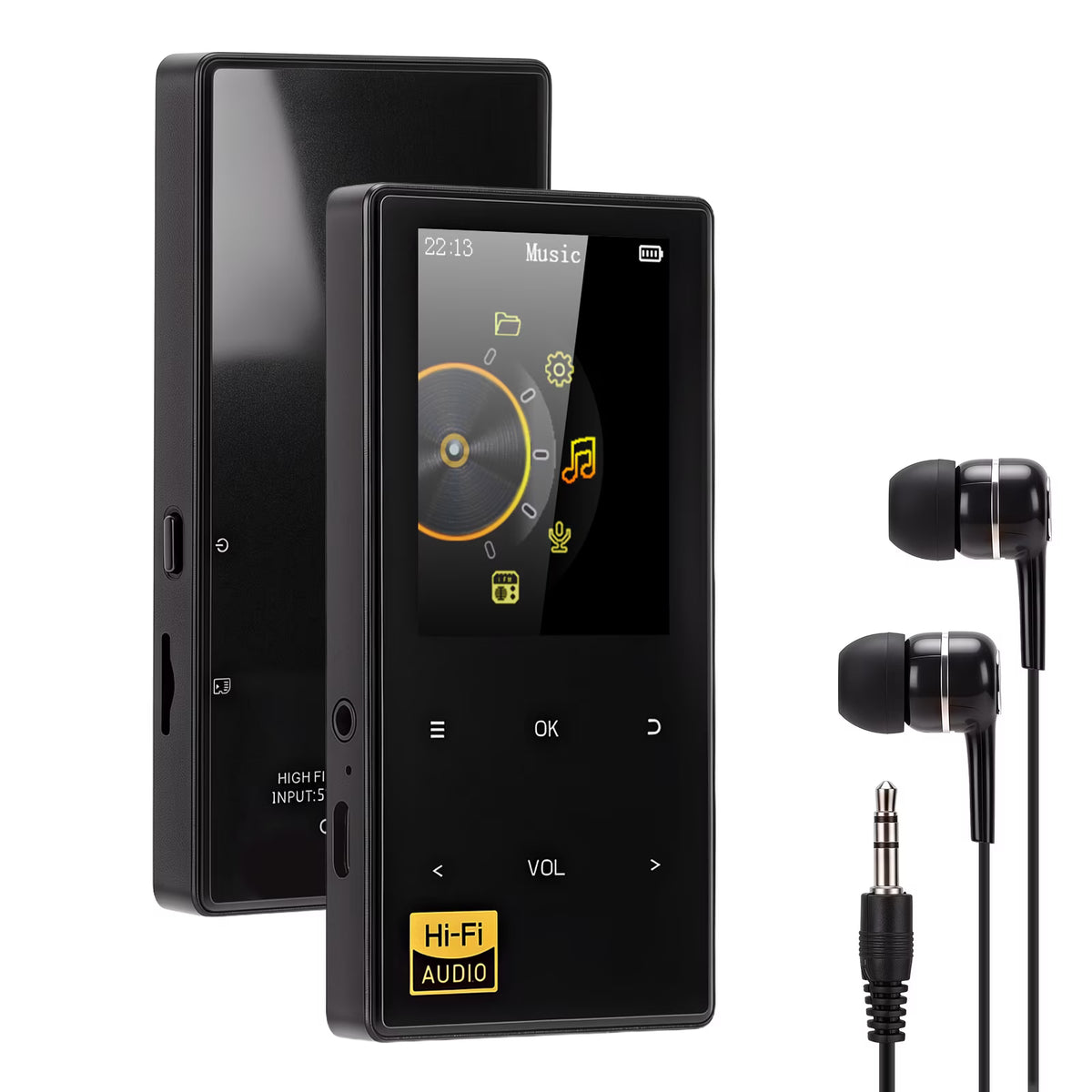 32GB MP3 Player with Bluetooth 5.0, Music Player with HiFi Sound for Sports Runners, 2.4" Screen MP3 Player Built in HD Speaker Voice Recorder FM Radio E-Book, Expanded Up to 128GB, Earphone Included