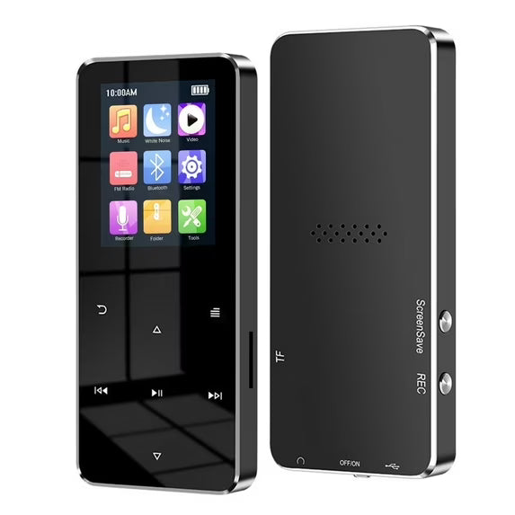 32GB MP3 Player with Bluetooth Portable Music Player with Speaker, Video/Voice Recorder/E-Book, 1.8 inch Screen Digital Audio Player, Earphones Included, Support 128GB TF Card, Black