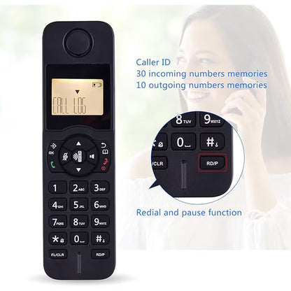 Cordless Phone with Caller ID, HandsFree Call Home Phone with Big Buttons, Speakerphone, LED Display Telephone for Home, Office, Hotel (Black)