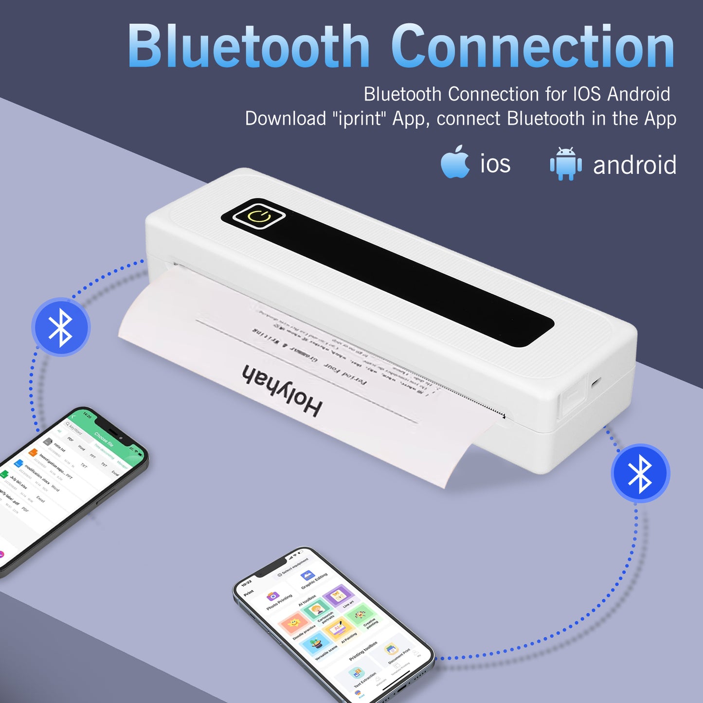 Portable Printer for Travel, Bluetooth Thermal Printer Supports 8.5" x 11" US Letter & Legal A4 Paper, Inkless Wireless Mini Printer Compatible with Android iOS Phone with 1 Rolls of Thermal Paper