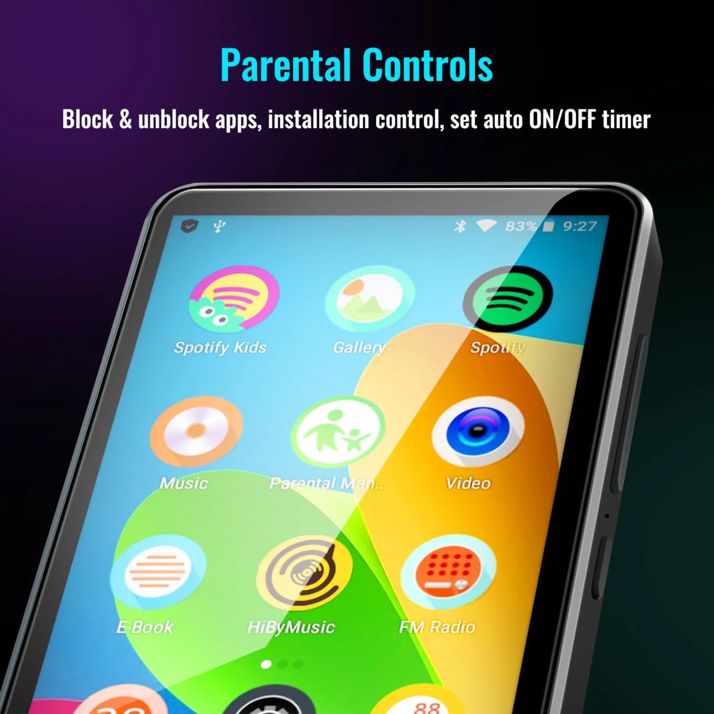 144GB MP3 Player with Bluetooth and WiFi, 4.0" Full Touchscreen MP3 MP4 Player for Kids, Android Music Player with Speaker, Browser, Audible, E-Book, Support Up to 256GB, Black