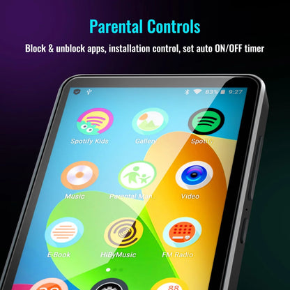 144GB MP3 Player with Bluetooth and WiFi, 4.0" Full Touchscreen MP3 MP4 Player for Kids, Android Music Player with Speaker, Browser, Audible, E-Book, Support Up to 256GB, Black