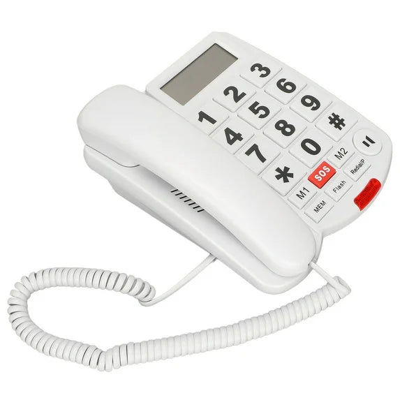 Large Button Phones for Seniors, Wired Telephone with Caller ID/Hands-Free for Office, Adjustable Amplified Volume Landline Phones for Visually/Hearing Impaired Elderly Emergency House Phones