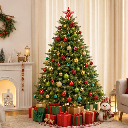 101 Pcs Christmas Ball Ornaments Set, 2.36 inch Small Mini Shatterproof Christmas Tree Decorations Set, Red & Green & Gold Hanging Holiday Baubles Bulk for Xmas Wreath, Garland, Party Home Decor