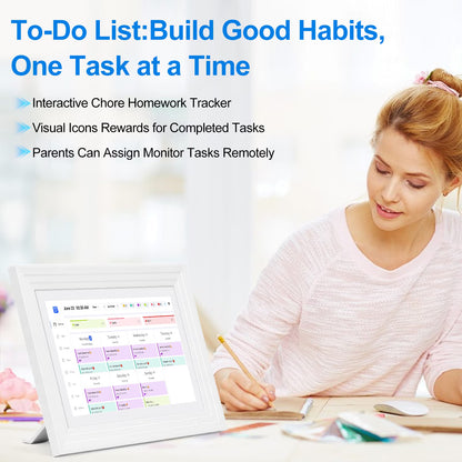 10.1 inch Wall Planner Digital Calendar & Chore Chart, WiFi Smart Touchscreen Interactive Display for Family Schedules/Meal Planner, Display Digital Calendar Great Gifts for Organizing Your 2026 Year