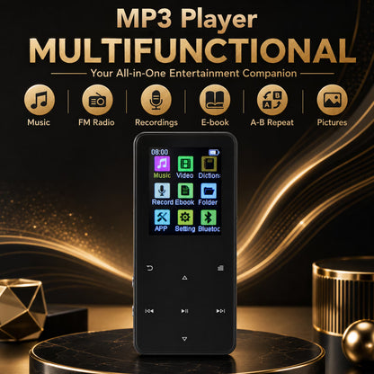 64GB MP3 Player with Bluetooth, Portable Music Player with Built-in HD Speaker, Voice Recorder, HiFi Sound, Photo Viewer, E-Book, Supports Expanded Up to 128GB, Black