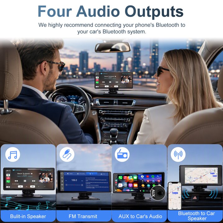 10.26" Wireless Carplay Screen for Car 4K Dash Cam Carplay & Android Auto, Includes 32GB SD Card, 1080p Backup Camera, Map Navigation/Mirror Link/Voice Control/Bluetooth/Music Player, Plug & Play