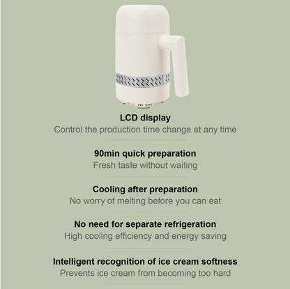 300ML Ice Cream Maker, Household DIY Fully Automatic Fruit Ice Cream Machine, No Pre-Cooling Required For 6 One-Touch Programs, 90 Mins Fast Serving, White