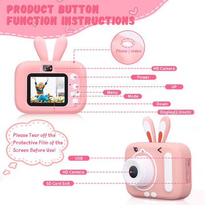 Mini Camera, Toy Camera with 1080P HD Screen, 32GB SD Card, Silicone Cover Perfect Birthday Christmas Gift for 3-12 Years Old Pink