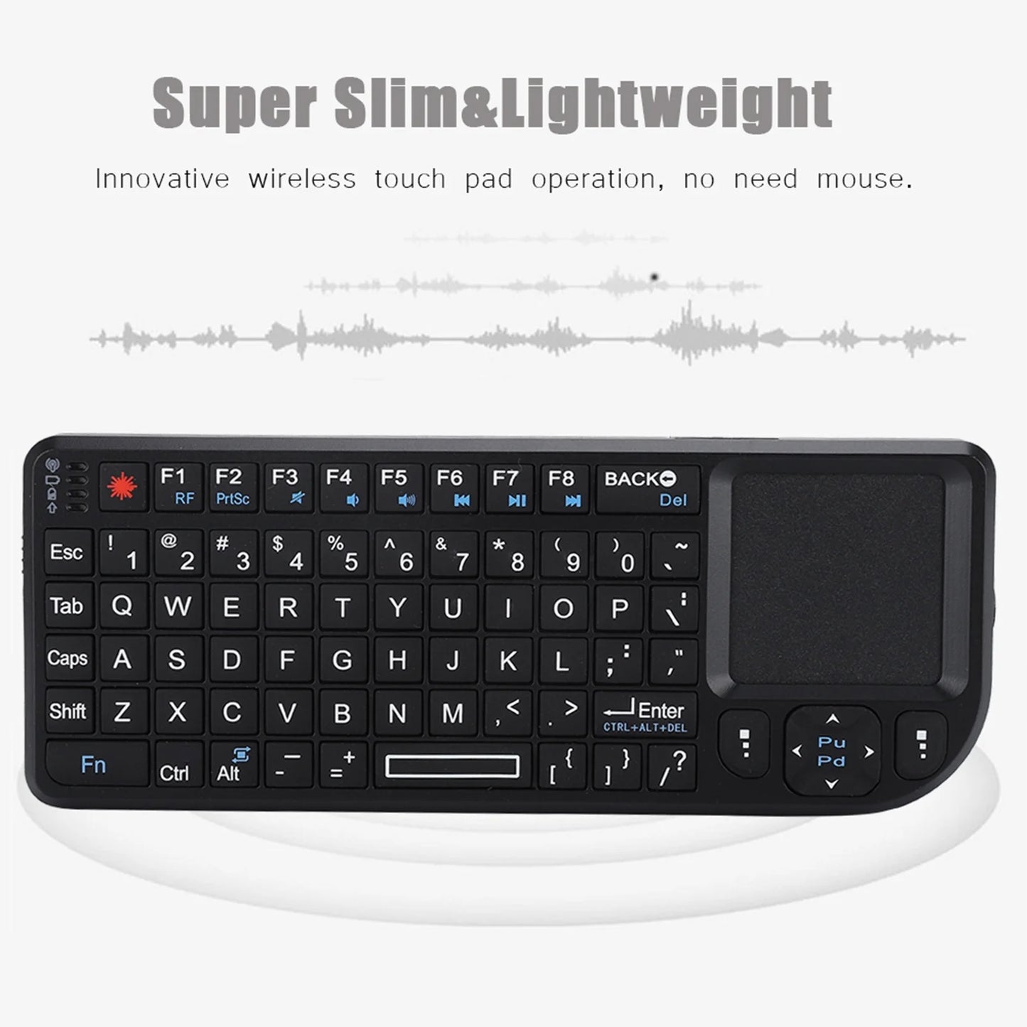 Mini Wireless Keyboard with Touchpad, Rechargeable Ultra Portable Bluetooth Keyboard and Mouse, Backlit Keyboard for HTPC, for PS3/4, Smartphones, PC, Tablet, TV Box, Windows, Black