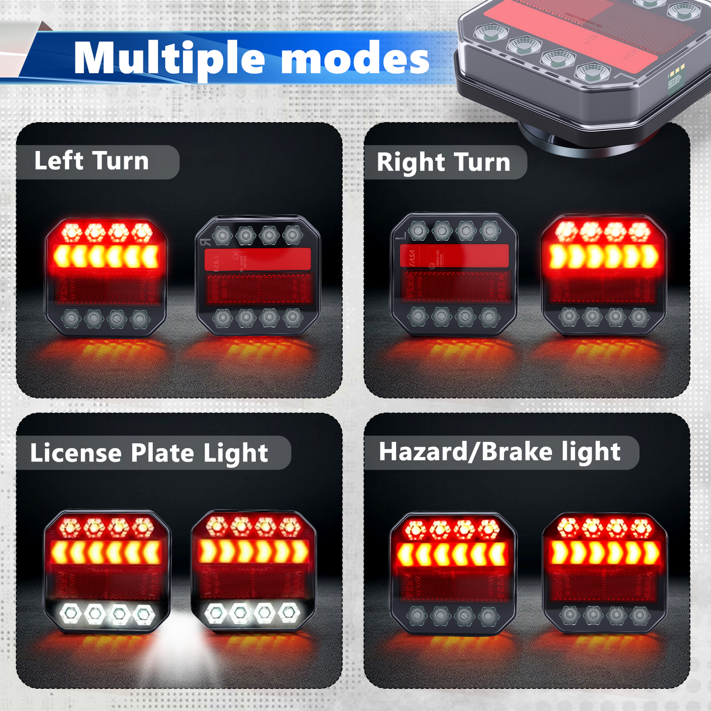2Pcs Wireless Magnetic Rechargeable LED Trailer Light Set,Waterproof Wireless Trailer Lights Kit, Portable for Pickup Trucks, SUVs, Boats, RVs and More