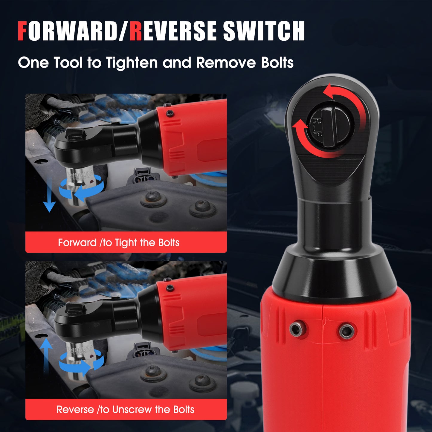 3/8" Extended Cordless Ratchet Wrench Set, 40N.m Power Ratchet Kit w/12V 2x2.0Ah Batteries,7 Sockets,1/4 Adaptor, Extension Bar for Housework, Car Repair