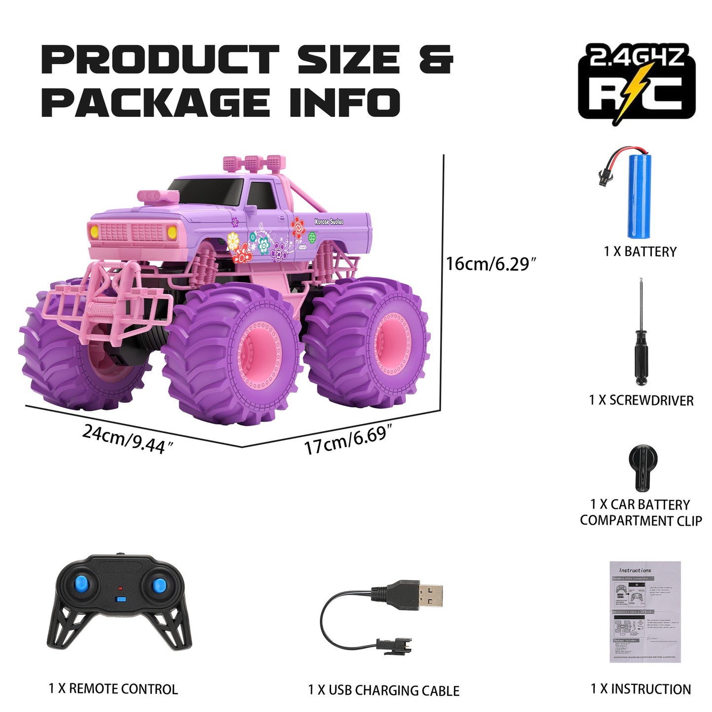 RC Cars for Water Land 1:16 Amphibious Remote Control Cars for Boys Girls 4-7, Waterproof Monster Truck All Terrain Off-Road Pool Toys Remote Control Boat Gifts for Kids (Pink)