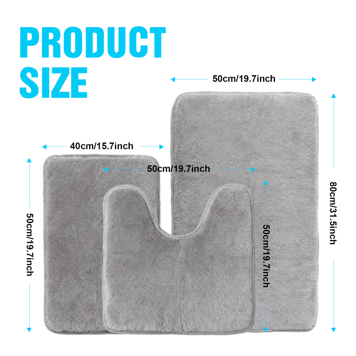 3 Pcs Bathroom Mat Set Bath Rug Set Non Slip Absorbent Toilet Mat Set Comfortable Soft Machine Wash,Deep Gray