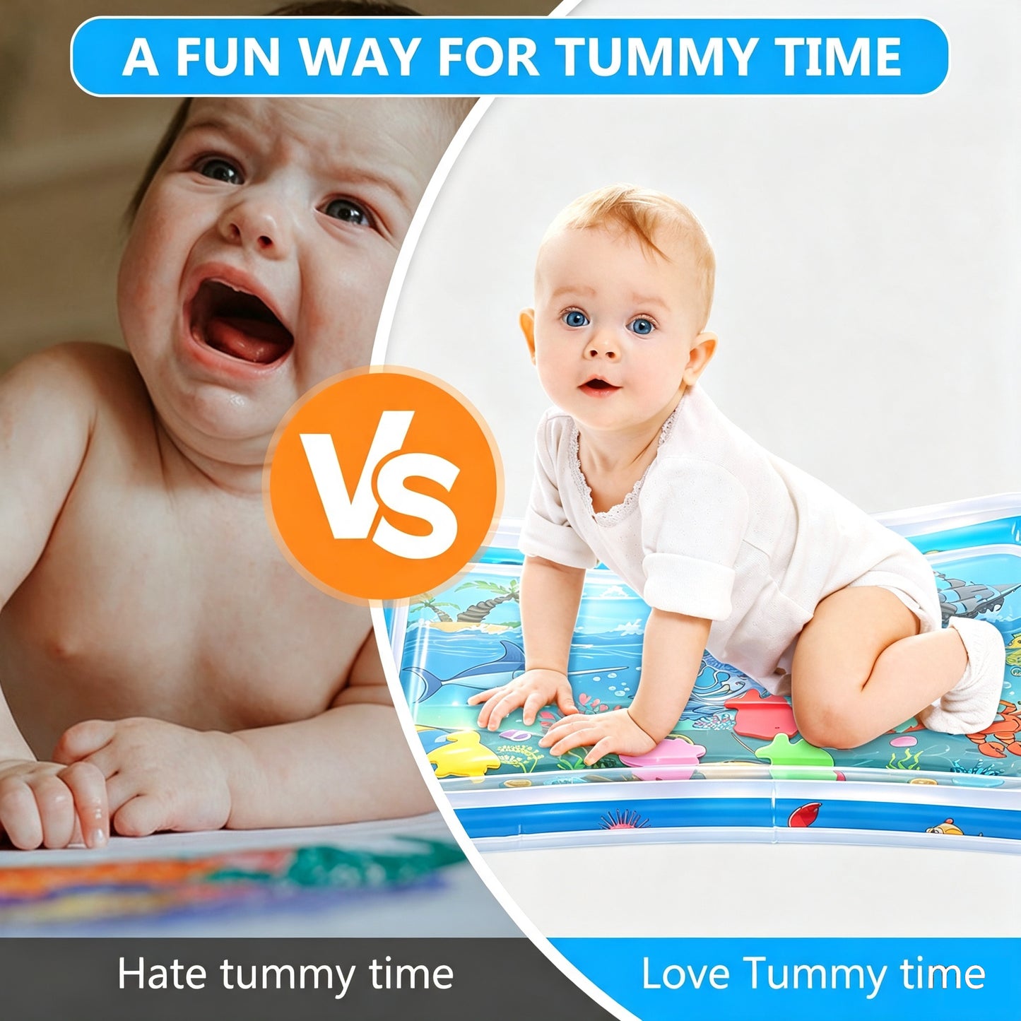 26 x 18.5inch Tummy Time Baby Water Mat,Inflatable Infant Toys for for 3 to 24 Months Baby Playmat Early Sensory Development BPA-Free