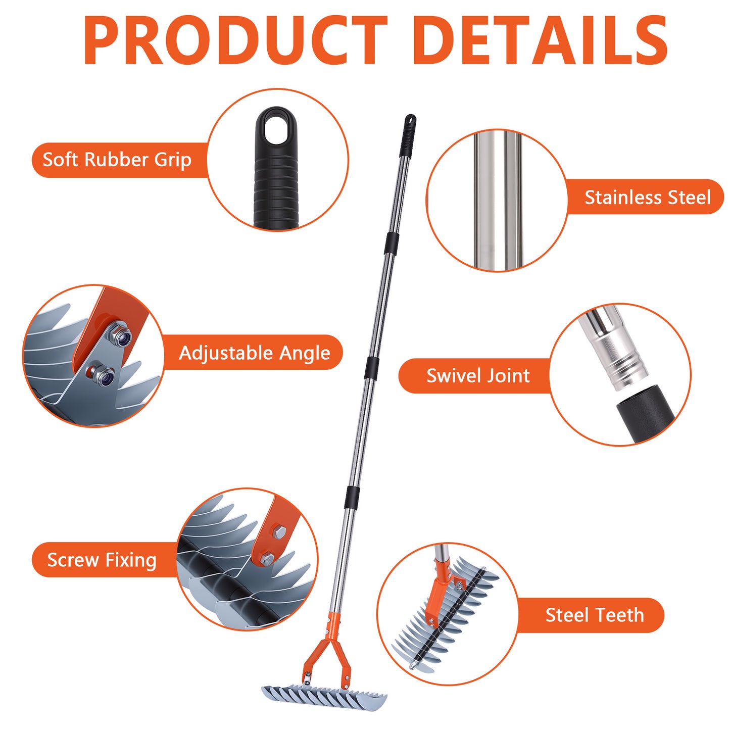 13-Inch Lawn Thatching Rake, Robust Dethatcher Rake, Efficient Steel Metal Rake with Handle, Versatile Grass Grooming Rake for Cleaning Dead Grass, Yard Garden Durable Soil Rake