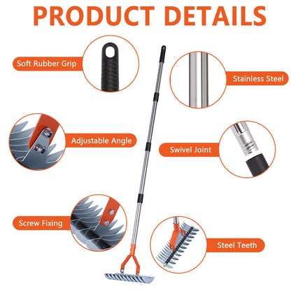 13-Inch Lawn Thatching Rake, Robust Dethatcher Rake, Efficient Steel Metal Rake with Handle, Versatile Grass Grooming Rake for Cleaning Dead Grass, Yard Garden Durable Soil Rake