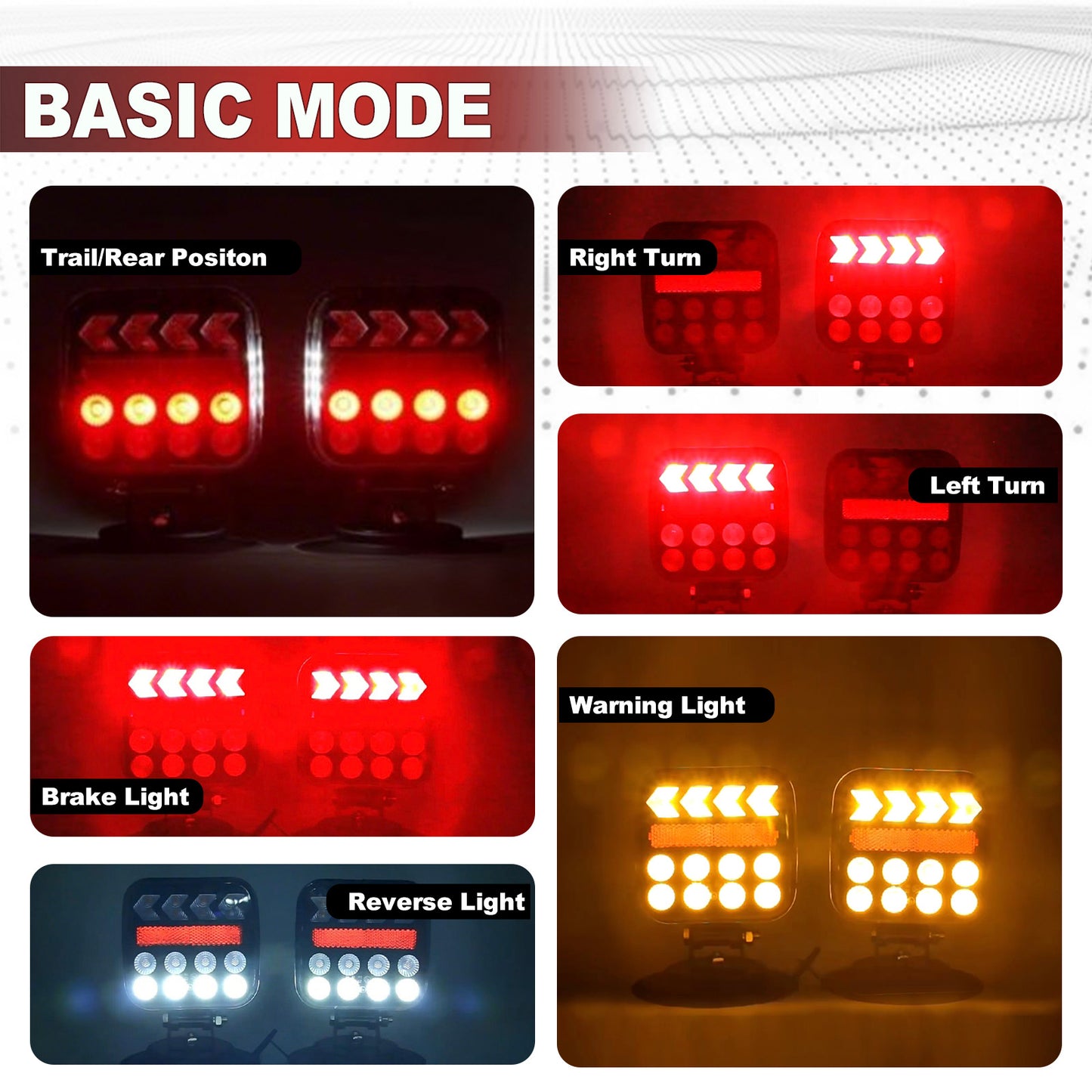 2Pcs Wireless Trailer Lights, Adjustable Magnetic LED Trailer Lights with Fixing Ropes, Rechargeable Tow Tail Light Kit for Trucks, Boats, RVs, Campers, IP67 Waterproof
