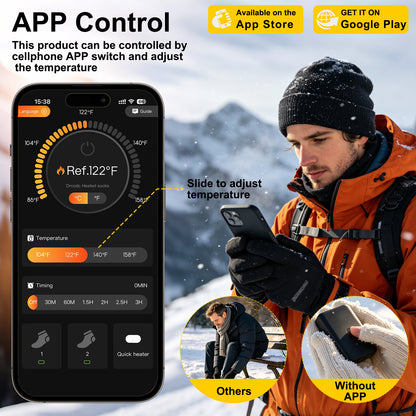 Heated Socks for Men Women with APP Control,2 * 5000mAh Rechargeable Battery Heating Socks for Hunting Fishing Camping Hiking Motorcyle Skiing Warm Socks Foot Warmer Xmas Gifts