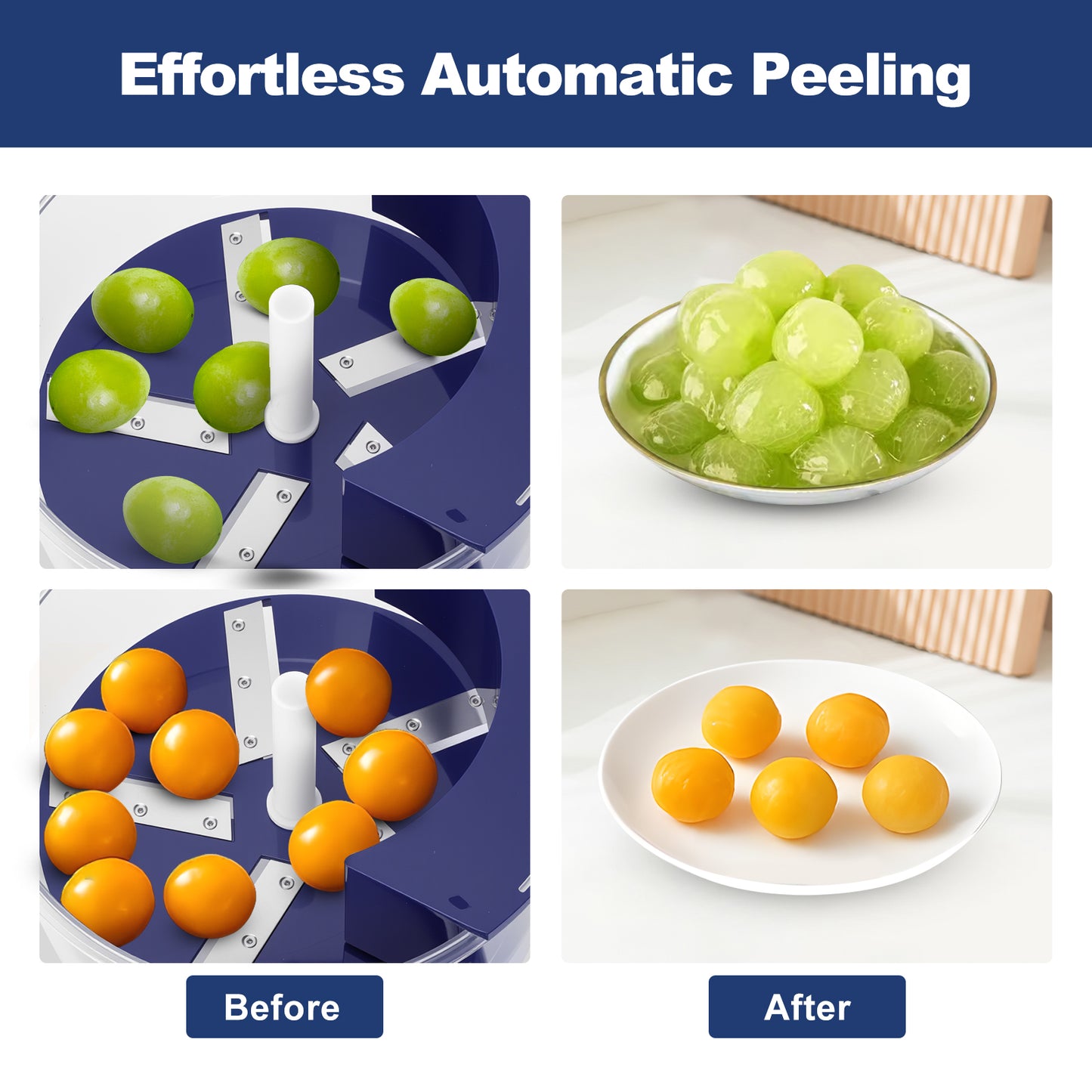 Electric Automatic Grape Peeling Machine,USB-C Charging,One-Button Garlic Peeler,Suitable for Small Fruits Such as Grapes, Garlic, Jujube, Etc.